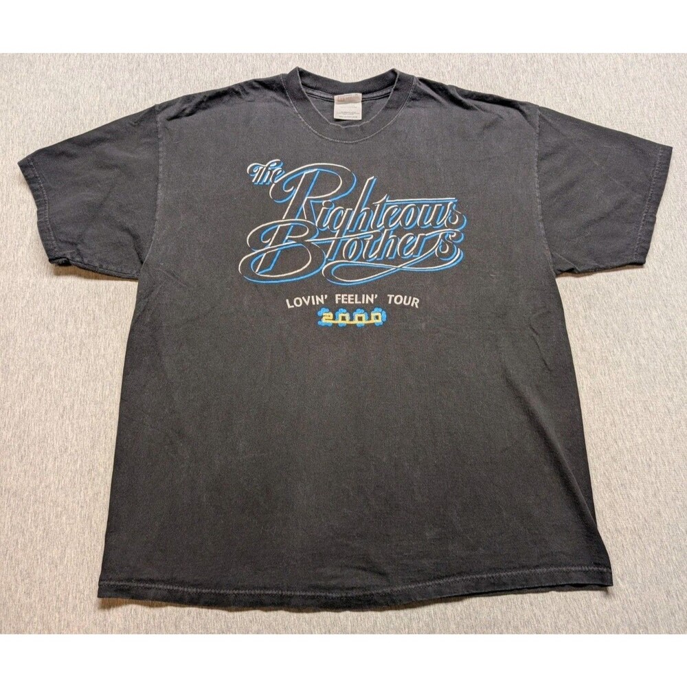 Vintage Righteous Brothers Shirt Mens Sz XL Black Graphic Lovin Feelin Tour Tee